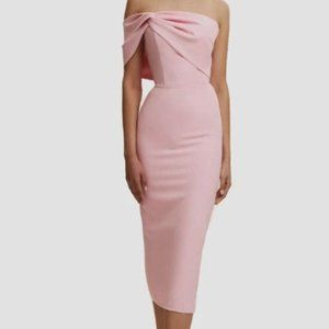 ItsMilla - Pink Classy midi dress with open neckline